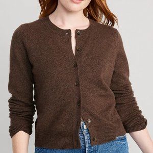Old Navy SoSoft Cropped Cardigan Sweater, Dark Brown Heather M, NWT
